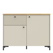 Bixbite Sideboard with Fluted Detail, Drawer & Cupboard in Mauvella Oak and Sand – image 2