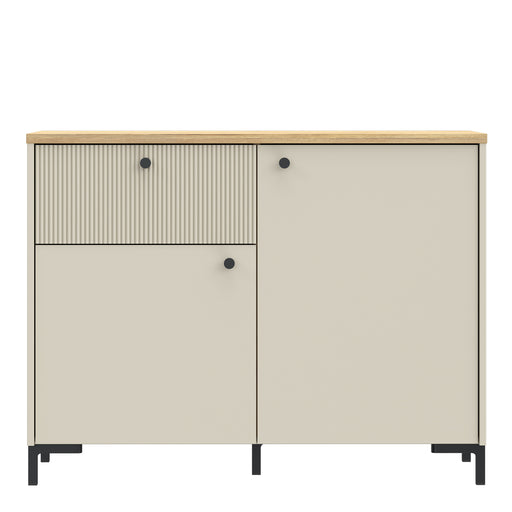 Bixbite Sideboard with Fluted Detail, Drawer & Cupboard in Mauvella Oak and Sand – image 2