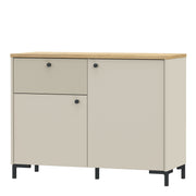 Bixbite Sideboard with Fluted Detail, Drawer & Cupboard in Mauvella Oak and Sand – image 3