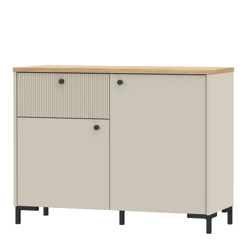Bixbite Sideboard with Fluted Detail, Drawer & Cupboard in Mauvella Oak and Sand – image 3