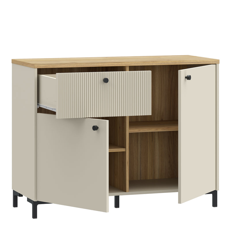 Bixbite Sideboard with Fluted Detail, Drawer & Cupboard in Mauvella Oak and Sand – image 4
