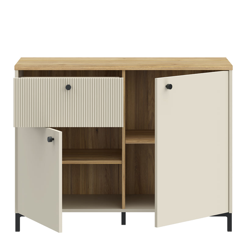 Bixbite Sideboard with Fluted Detail, Drawer & Cupboard in Mauvella Oak and Sand – image 5