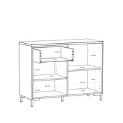 Bixbite Sideboard with Fluted Detail, Drawer & Cupboard in Mauvella Oak and Sand – image 8