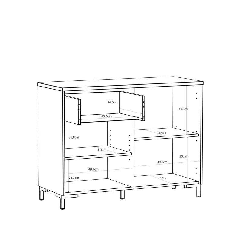 Bixbite Sideboard with Fluted Detail, Drawer & Cupboard in Mauvella Oak and Sand – image 8