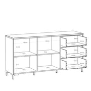 Bixbite Wide Sideboard with Fluted Drawers & Cupboard in Mauvella Oak and Sand – image 10