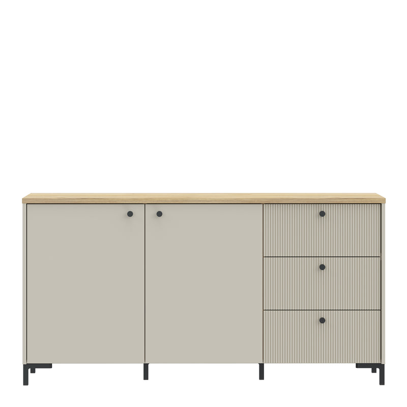 Bixbite Wide Sideboard with Fluted Drawers & Cupboard in Mauvella Oak and Sand – image 2