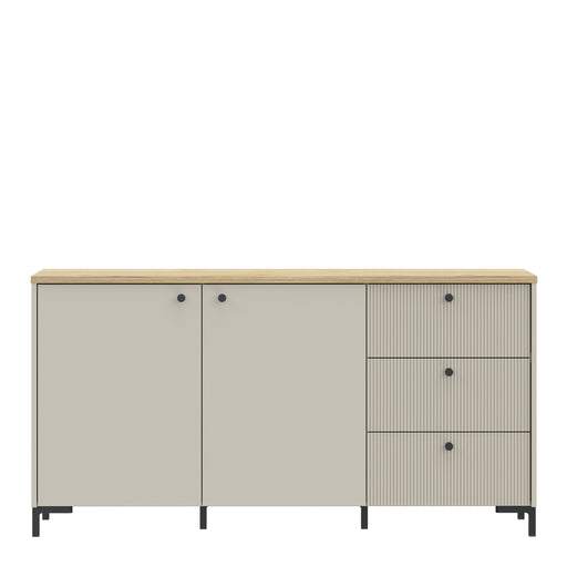 Bixbite Wide Sideboard with Fluted Drawers & Cupboard in Mauvella Oak and Sand – image 2