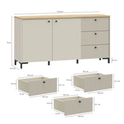 Bixbite Wide Sideboard with Fluted Drawers & Cupboard in Mauvella Oak and Sand – image 9