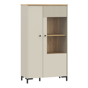 Bixbite Display Cabinet with Fluted Detail, Doors & Open Shelving in Mauvella Oak and Sand – image 1