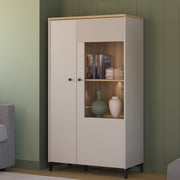 Bixbite Display Cabinet with Fluted Detail, Doors & Open Shelving in Mauvella Oak and Sand – image 10