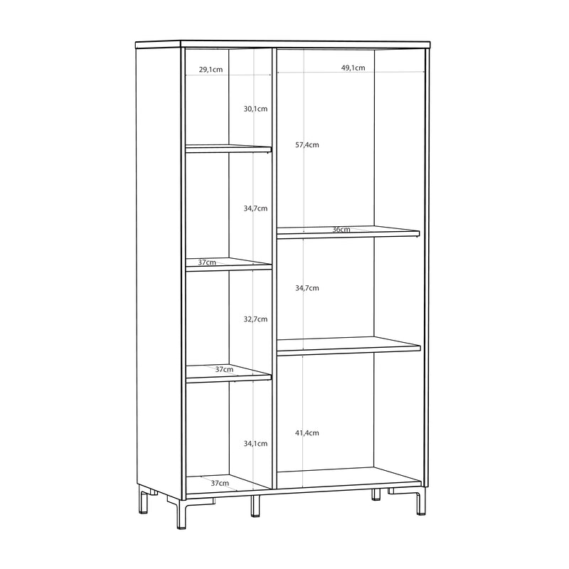 Bixbite Display Cabinet with Fluted Detail, Doors & Open Shelving in Mauvella Oak and Sand – image 13