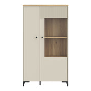 Bixbite Display Cabinet with Fluted Detail, Doors & Open Shelving in Mauvella Oak and Sand – image 2