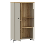 Bixbite Display Cabinet with Fluted Detail, Doors & Open Shelving in Mauvella Oak and Sand – image 4