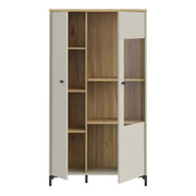 Bixbite Display Cabinet with Fluted Detail, Doors & Open Shelving in Mauvella Oak and Sand – image 5