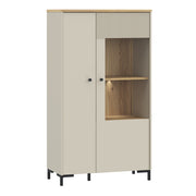 Bixbite Display Cabinet with Fluted Detail, Doors & Open Shelving in Mauvella Oak and Sand – image 6