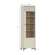 Bixbite Tall Display Cabinet with Fluted Detail, Door & Open Shelving in Mauvella Oak and Sand – image 13