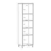 Bixbite Tall Display Cabinet with Fluted Detail, Door & Open Shelving in Mauvella Oak and Sand – image 14