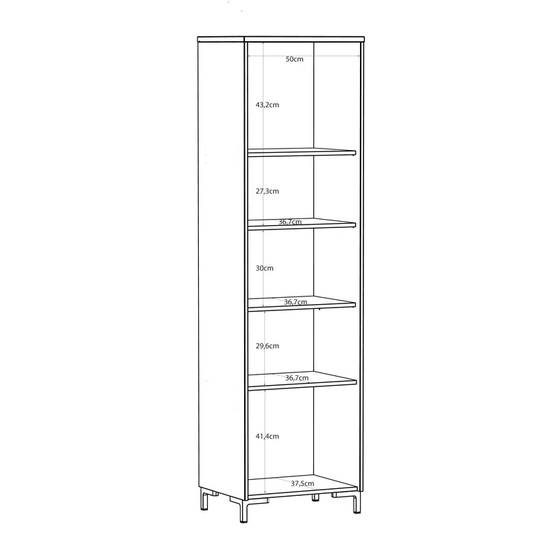 Bixbite Tall Display Cabinet with Fluted Detail, Door & Open Shelving in Mauvella Oak and Sand – image 14
