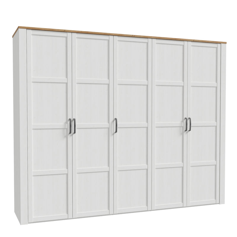 Bohol 5 Door Wardrobe in Riviera Oak/White – image 1