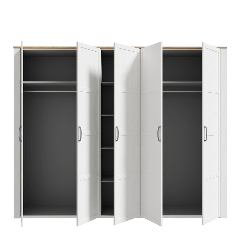 Bohol 5 Door Wardrobe in Riviera Oak/White – image 4