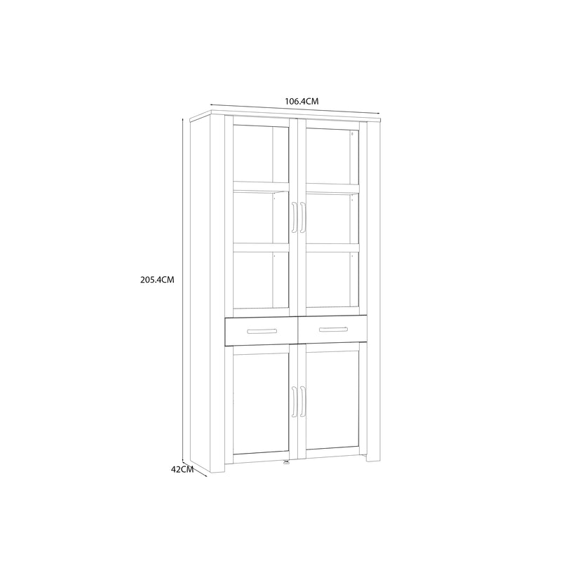 Bohol Display Cabinet 4 Door 2 Drawer in Oak/White inc LED Lighting – image 10
