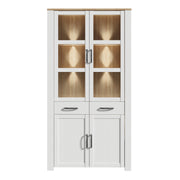 Bohol Display Cabinet 4 Door 2 Drawer in Oak/White inc LED Lighting – image 2