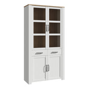 Bohol Display Cabinet 4 Door 2 Drawer in Oak/White – image 1