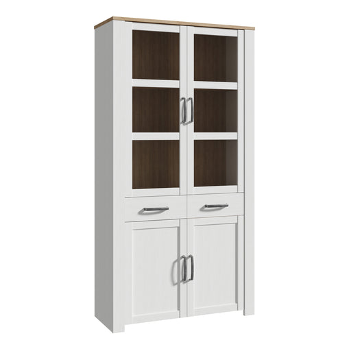 Bohol Display Cabinet 4 Door 2 Drawer in Oak/White – image 1