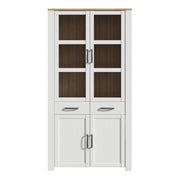 Bohol Display Cabinet 4 Door 2 Drawer in Oak/White – image 2