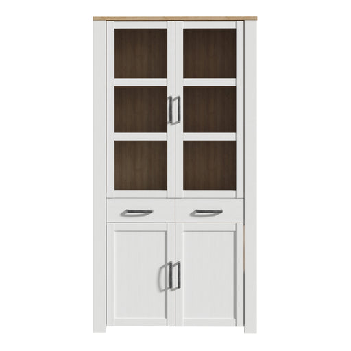 Bohol Display Cabinet 4 Door 2 Drawer in Oak/White – image 2