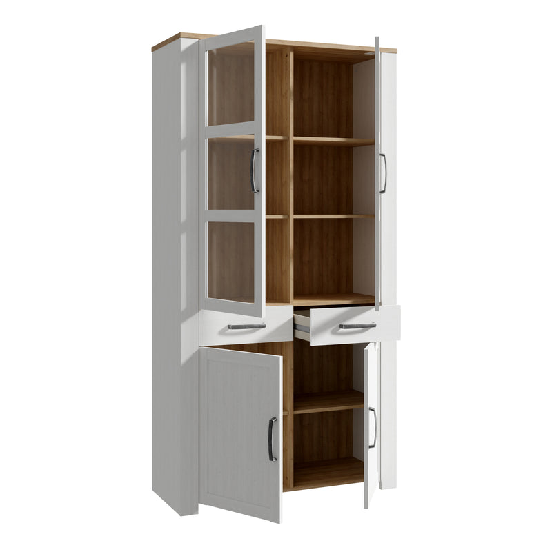 Bohol Display Cabinet 4 Door 2 Drawer in Oak/White – image 3