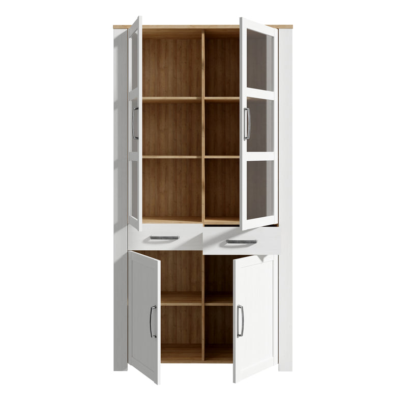 Bohol Display Cabinet 4 Door 2 Drawer in Oak/White – image 4