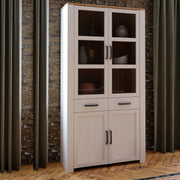 Bohol Display Cabinet 4 Door 2 Drawer in Oak/White – image 5