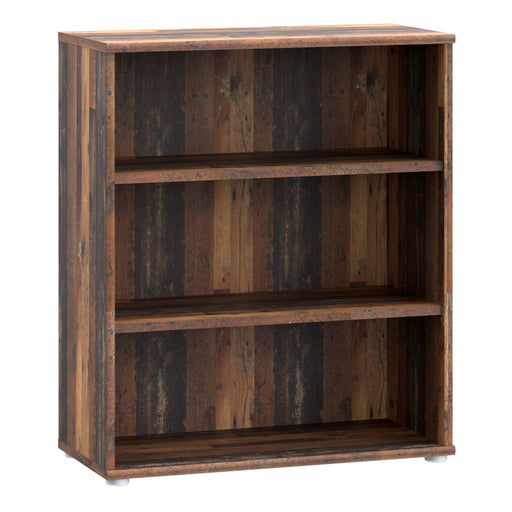 Essential Low Wide 2 Shelf Bookcase in Vintage Oak – image 1