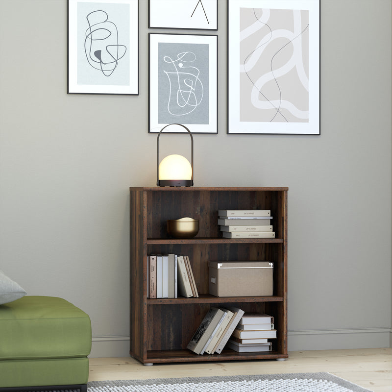 Essential Low Wide 2 Shelf Bookcase in Vintage Oak – image 4