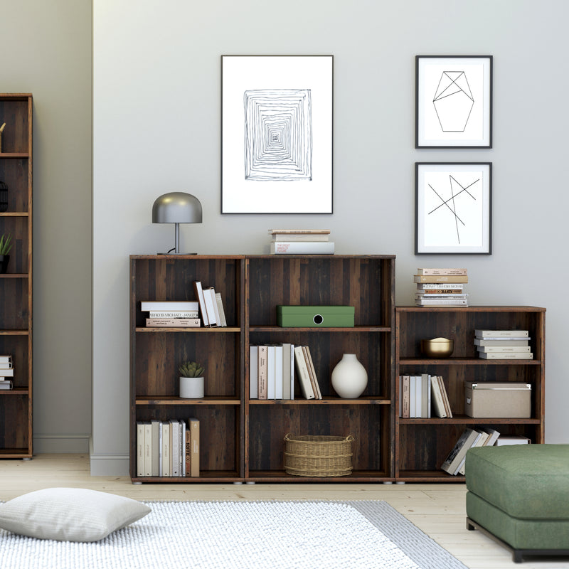 Essential Low Narrow 2 Shelf Bookcase in Vintage Oak – image 3