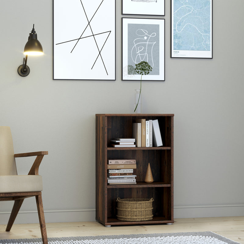 Essential Low Narrow 2 Shelf Bookcase in Vintage Oak – image 4