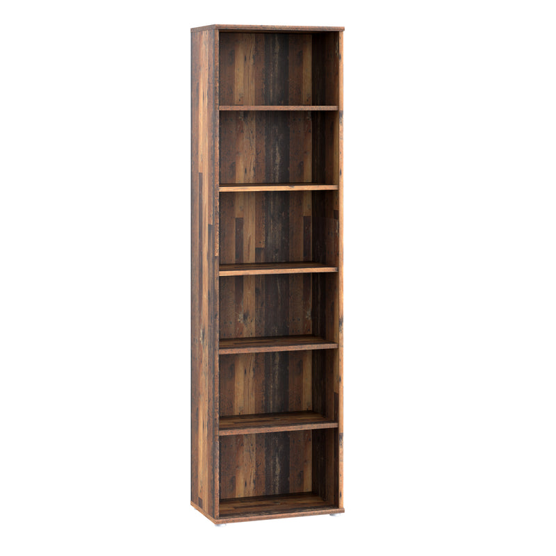 Essential Narrow 5 Shelf Bookcase in Vintage Oak – image 1
