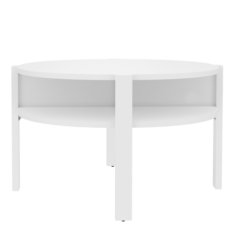 Tobago Round Coffee Table with Open Shelf in White – image 1