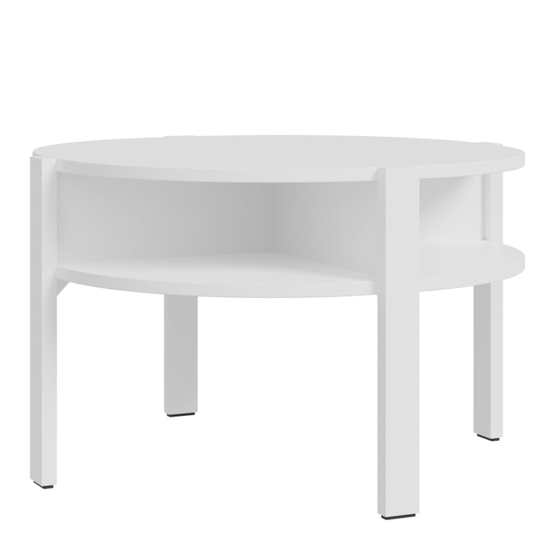 Tobago Round Coffee Table with Open Shelf in White – image 2