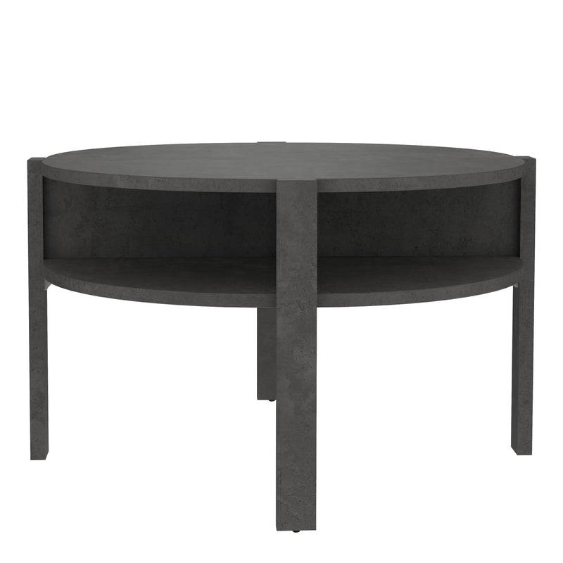 Tobago Round Coffee Table with Open Shelf in Optic Dark Grey – image 1