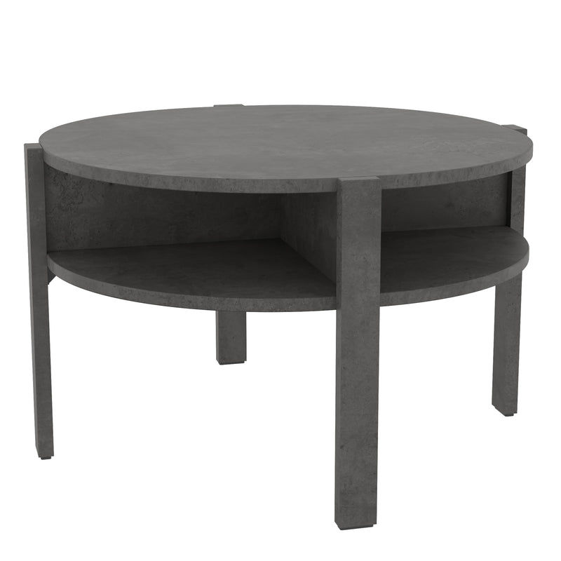 Tobago Round Coffee Table with Open Shelf in Optic Dark Grey – image 2