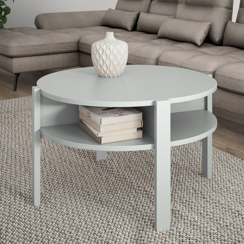 Tobago Round Coffee Table with Open Shelf in Grey – image 2