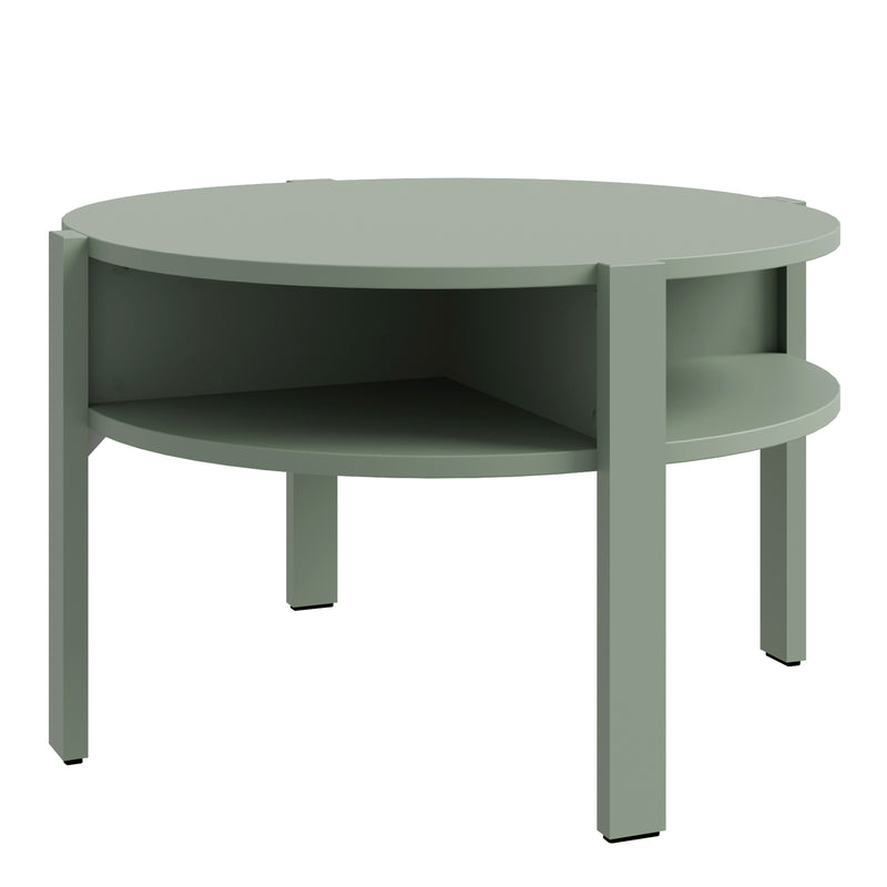 Tobago Round Coffee Table with Open Shelf in Sage Green – image 1