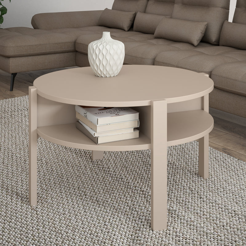 Tobago Round Coffee Table with Open Shelf in Sand – image 3