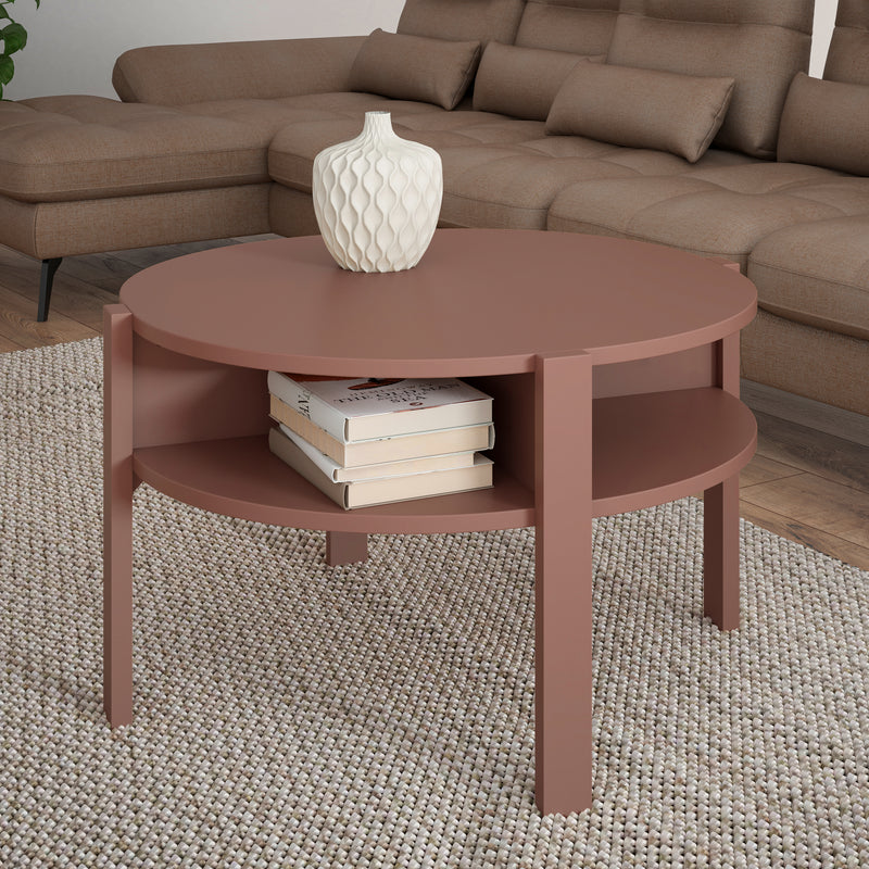Tobago Round Coffee Table with Open Shelf in Terracotta – image 3