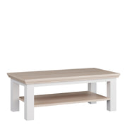 Pontypool Large Rectangular Coffee Table with Shelf in White and Riva Oak – image 1