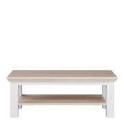 Pontypool Large Rectangular Coffee Table with Shelf in White and Riva Oak – image 2