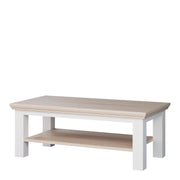 Pontypool Large Rectangular Coffee Table with Shelf in White and Riva Oak – image 3