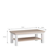Pontypool Large Rectangular Coffee Table with Shelf in White and Riva Oak – image 7